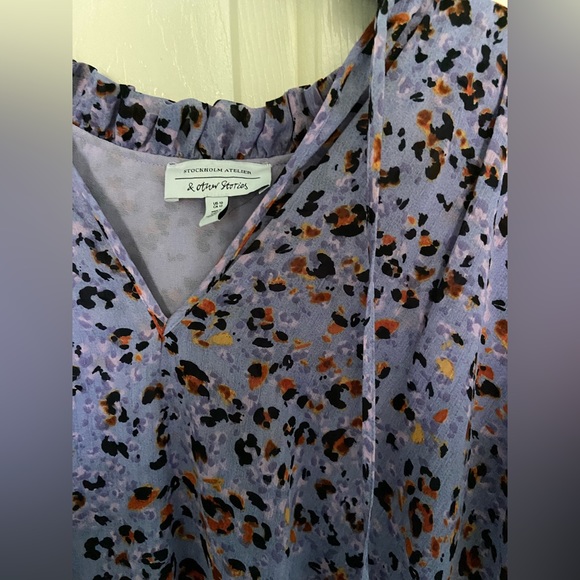 & Other Stories Peasant Flounce Tiered A-Line Mini Printed Dress - Picture 3 of 7